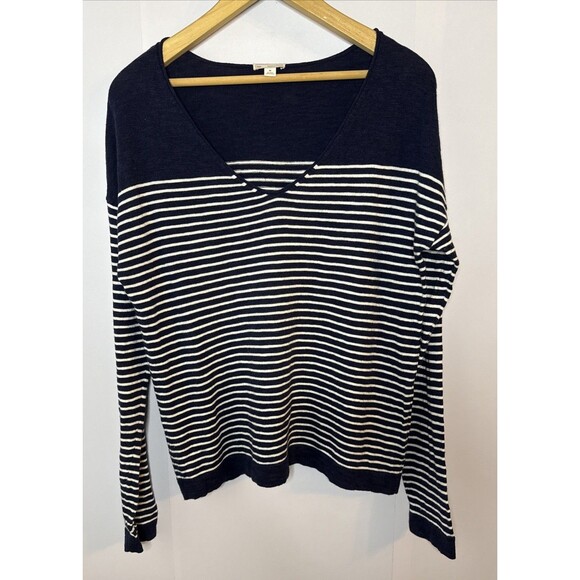 Gap Sweaters - GAP Womens Sweater Navy Blue White Stripe Pullover Preppy Nautical Americana